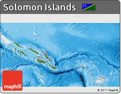 Satellite 3D Map of Solomon Islands, single color outside, bathymetry sea, shaded relief sea