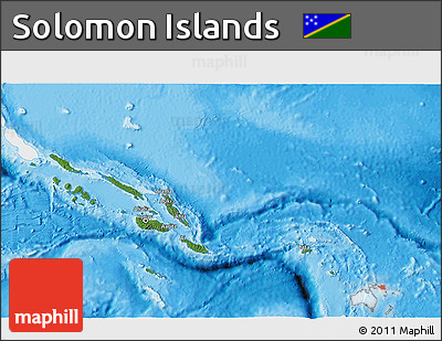 Satellite 3D Map of Solomon Islands, single color outside, bathymetry sea, shaded relief sea