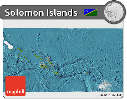 Satellite 3D Map of Solomon Islands, single color outside