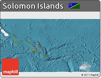 Satellite 3D Map of Solomon Islands, single color outside