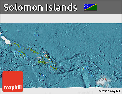 Satellite 3D Map of Solomon Islands, single color outside