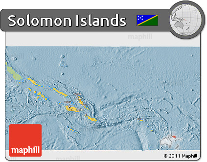 Savanna Style 3D Map of Solomon Islands, single color outside