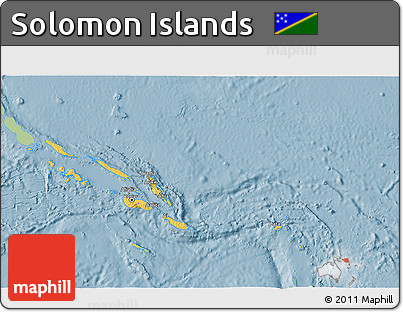 Savanna Style 3D Map of Solomon Islands, single color outside