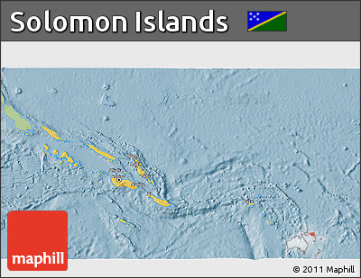 Savanna Style 3D Map of Solomon Islands, single color outside