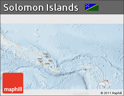 Shaded Relief 3D Map of Solomon Islands, lighten