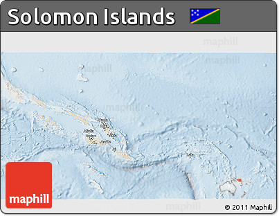 Shaded Relief 3D Map of Solomon Islands, lighten