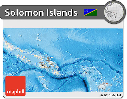 Shaded Relief 3D Map of Solomon Islands, lighten, land only