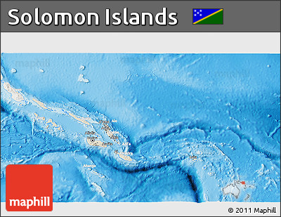 Shaded Relief 3D Map of Solomon Islands, lighten, land only