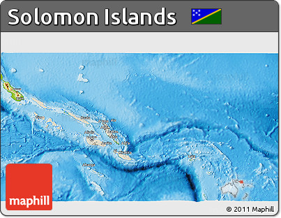 Shaded Relief 3D Map of Solomon Islands, physical outside