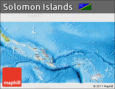 Shaded Relief 3D Map of Solomon Islands, physical outside