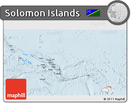 Silver Style 3D Map of Solomon Islands