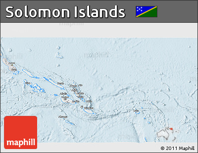 Silver Style 3D Map of Solomon Islands