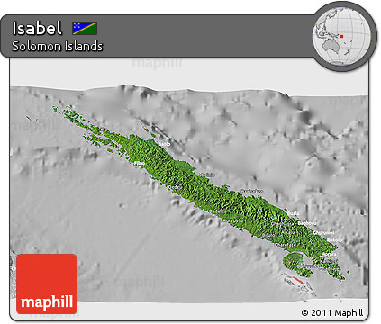 Satellite 3D Map of Isabel, lighten, desaturated