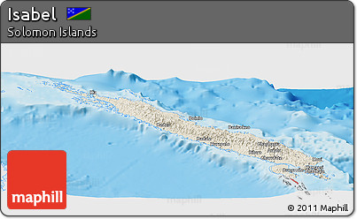 Shaded Relief Panoramic Map of Isabel, single color outside