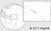 Gray Location Map of Solomon Islands, blank outside, hill shading inside