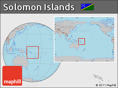 Gray Location Map of Solomon Islands, within the entire continent