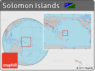Gray Location Map of Solomon Islands, within the entire continent