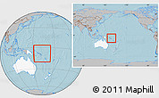 Gray Location Map of Solomon Islands, highlighted continent, within the entire continent, hill shading