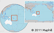 Gray Location Map of Solomon Islands, highlighted continent, within the entire continent