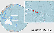 Gray Location Map of Solomon Islands, highlighted continent, hill shading
