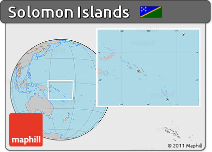 Gray Location Map of Solomon Islands, hill shading inside