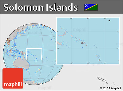 Gray Location Map of Solomon Islands, hill shading inside