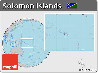 Gray Location Map of Solomon Islands, hill shading inside