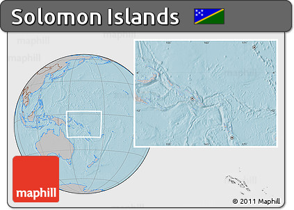 Gray Location Map of Solomon Islands, hill shading outside