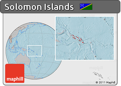 Gray Location Map of Solomon Islands, hill shading