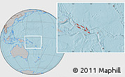 Gray Location Map of Solomon Islands, hill shading