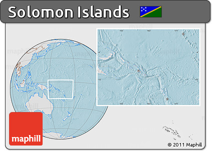 Gray Location Map of Solomon Islands, lighten, land only, hill shading