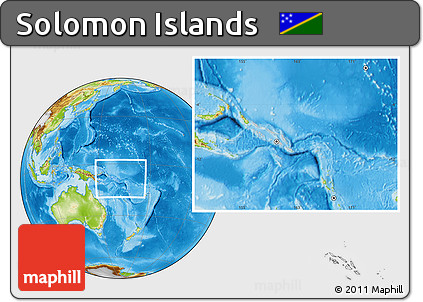 Gray Location Map of Solomon Islands, physical outside