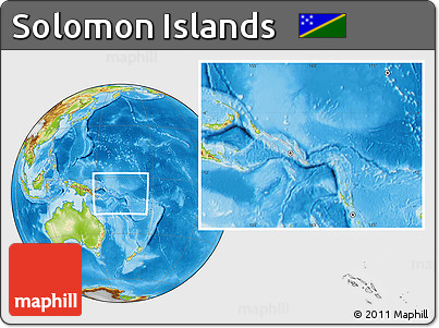 Gray Location Map of Solomon Islands, physical outside