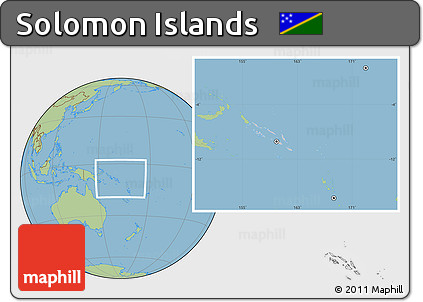 Gray Location Map of Solomon Islands, savanna style outside