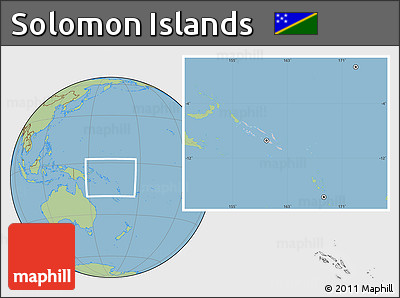 Gray Location Map of Solomon Islands, savanna style outside