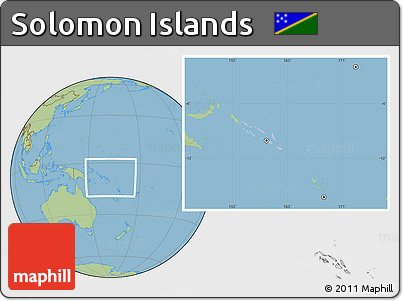 Gray Location Map of Solomon Islands, savanna style outside
