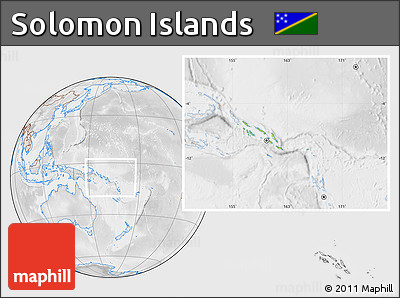 Physical Location Map of Solomon Islands, lighten, desaturated