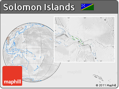 Physical Location Map of Solomon Islands, lighten, desaturated