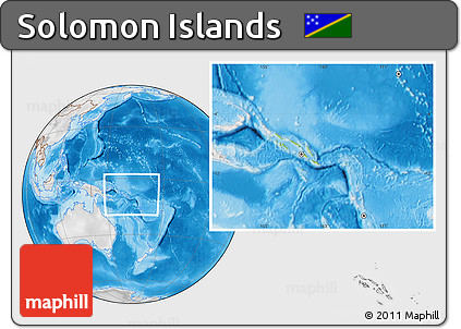 Physical Location Map of Solomon Islands, lighten, desaturated, land only