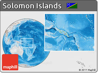 Physical Location Map of Solomon Islands, lighten, desaturated, land only