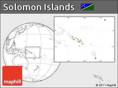 Political Location Map of Solomon Islands, blank outside