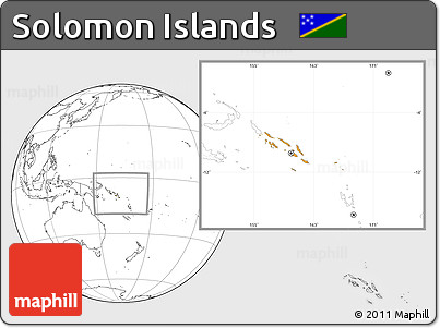Political Location Map of Solomon Islands, blank outside