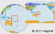 Political Location Map of Solomon Islands, within the entire continent