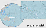 Political Location Map of Solomon Islands, gray outside, hill shading