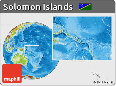 Satellite Location Map of Solomon Islands, physical outside