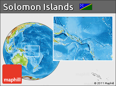Satellite Location Map of Solomon Islands, physical outside