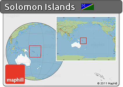 Savanna Style Location Map of Solomon Islands, highlighted continent, within the entire continent