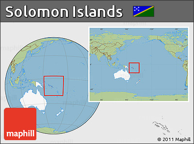 Savanna Style Location Map of Solomon Islands, highlighted continent, within the entire continent