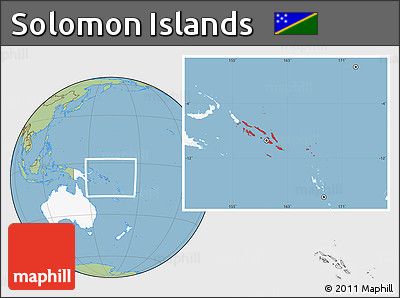 Savanna Style Location Map of Solomon Islands, highlighted continent