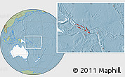 Savanna Style Location Map of Solomon Islands, highlighted continent, hill shading